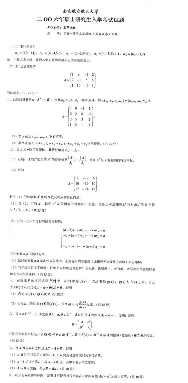 2006南京航空航天大学考研数学真题（高等代数）.png